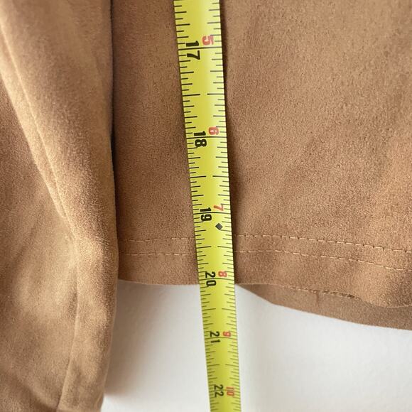 Y2K Western Cowgirl Faux Suede Ruffle Collar Blouse Top Brown M Festival Boho - Picture 7 of 7